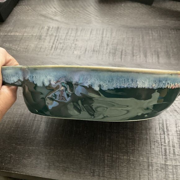 LTD Commodities Soup Cracker Bowl Chip Dip Drip Pottery Glaze Stoneware Green - Picture 3 of 7